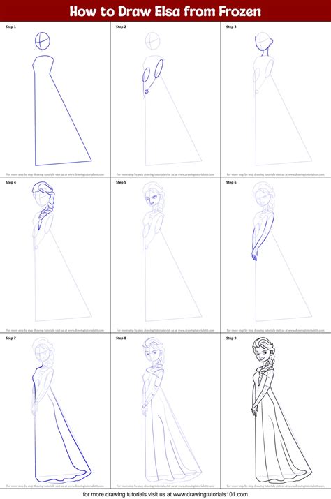 draw elsa step by step